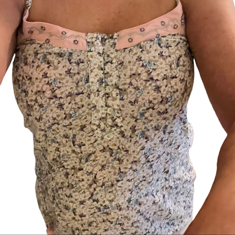 NWT Da-Nang Sleeveless Floral Smocked Top Sz M